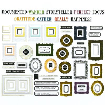 49 &amp; Market - Curiosities In Willow Grove Collection - Die Cuts -  Necessities 2 - Frame Set  - VBWG33748- 81 pcs