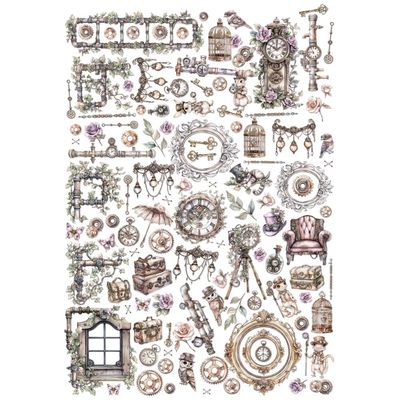 49 &amp; Market - Echoes of Time Collection - Laser Die Cuts - Elements - 6" x 12" - JET33403 - 4 Sheets - 113 pcs