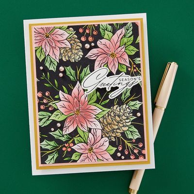 Spellbinders Paper Arts - Designed by Yana Smakula - Amaryllis Christmas Collection - Betterpress - Press Plate - Festive Poinsettias - BP-226