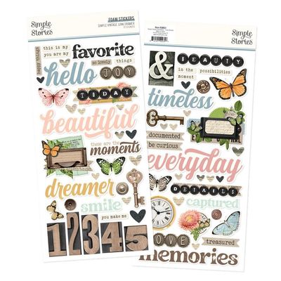 Simple Stories - Junk Drawer Collection - Foam Stickers 6" x 12"  -Basics - 26031 - 72 pcs