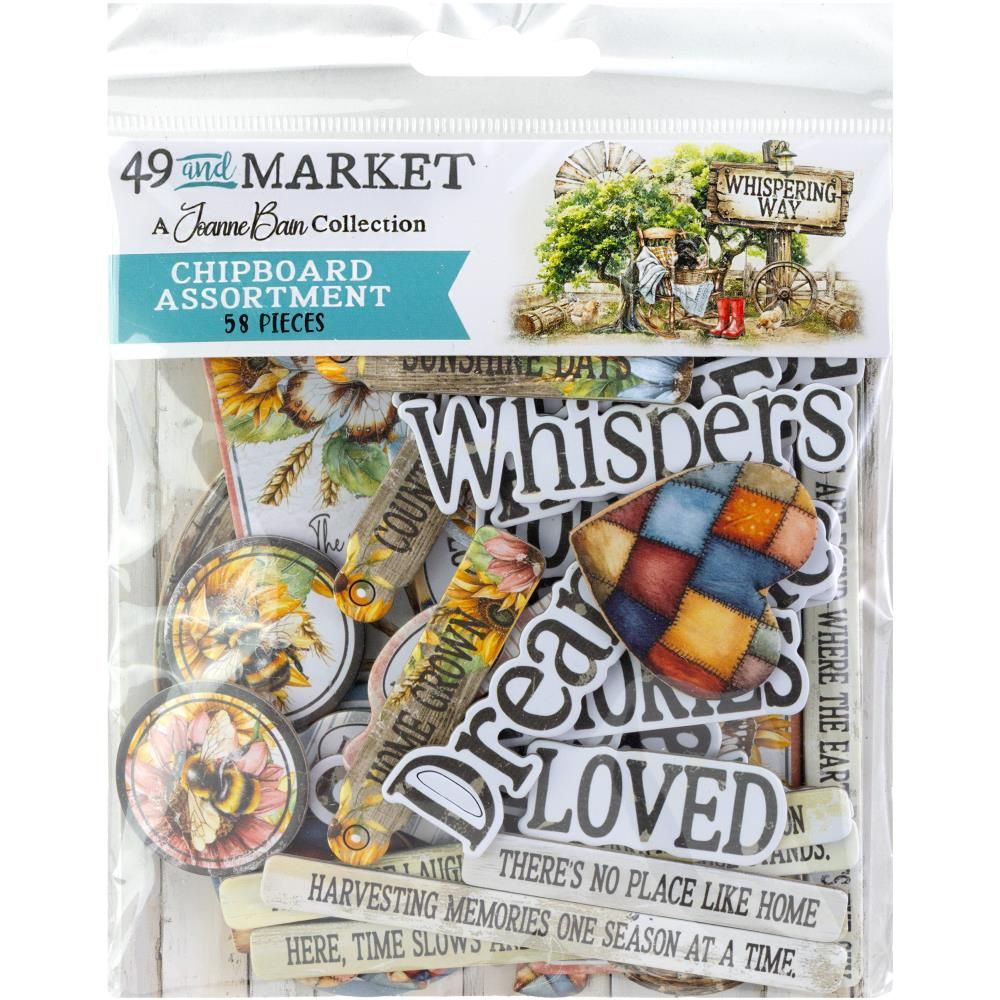 49 &amp; Market - Whispering Way Collection - Chipboard Bits - JWW34219 - 58 pcs