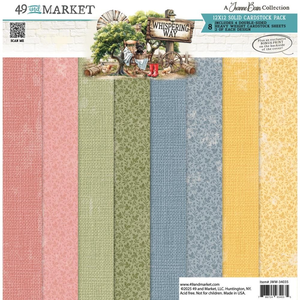 49 &amp; Market - Whispering Way Collection - 12" x 12" - Paper Pack - Solids - JWW34035 - 8 sheets