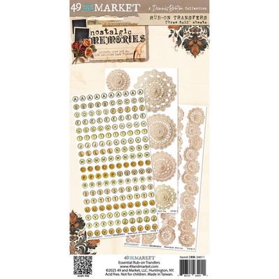 49 &amp; Market - Nostalgic Memories Collection - Rub Ons - Essential - 6" x 12" - DNM34011 - 3 Sheets