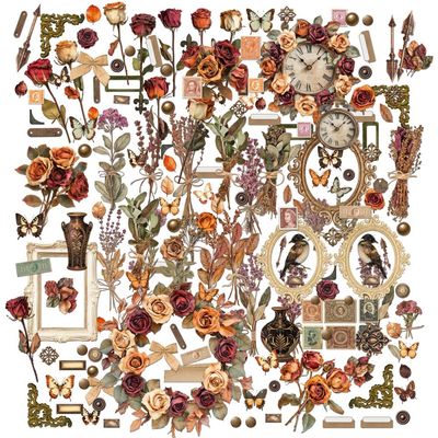 49 &amp; Market - Nostalgic Memories Collection - Laser Die Cuts - Floral - 6" x 12" - DNM33977 - 4 Sheets - 181 pcs