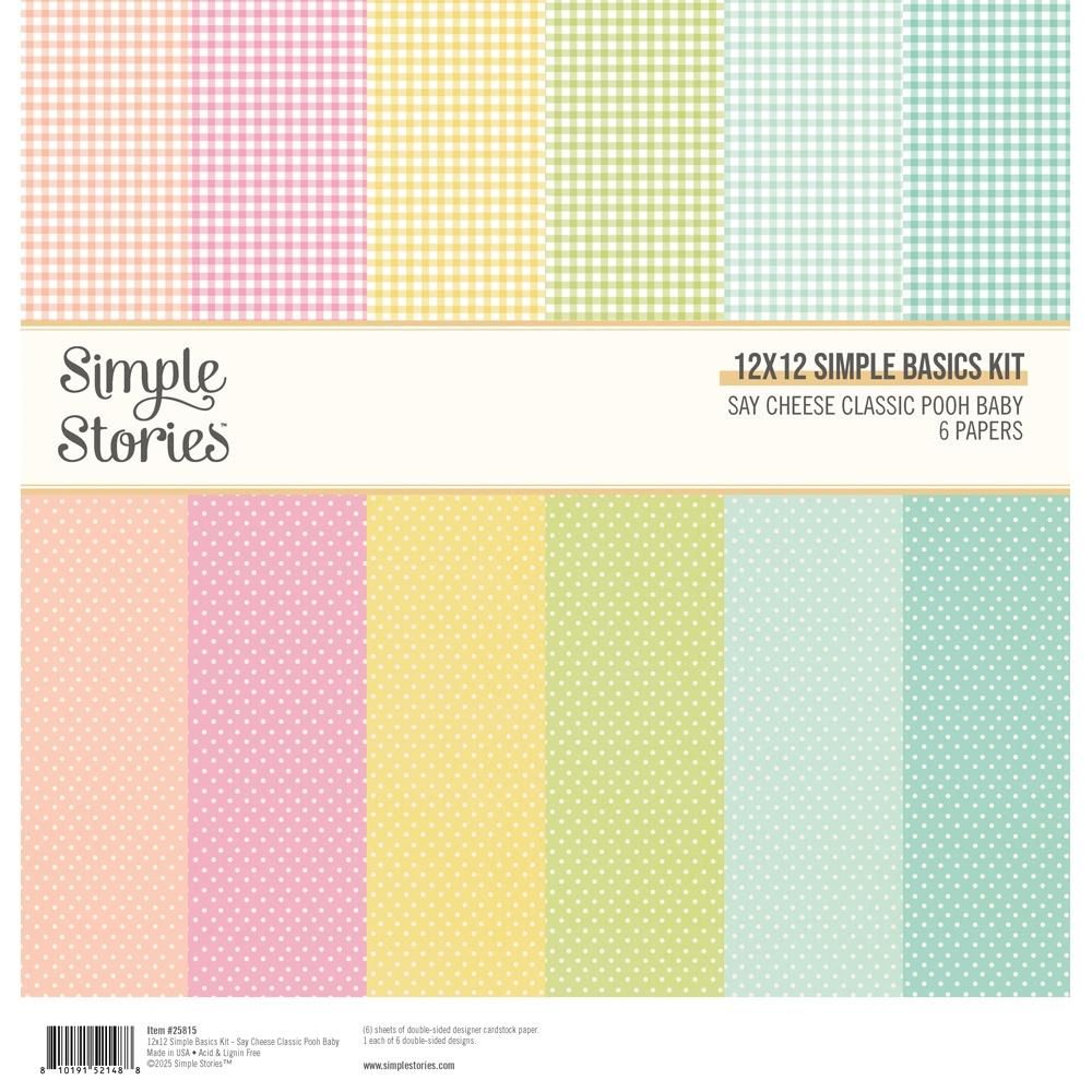 Simple Stories - Say Cheese Classic Pooh Baby Collection - 12" x12" Paper Pad -Basics - 25815 - 6 Sheets