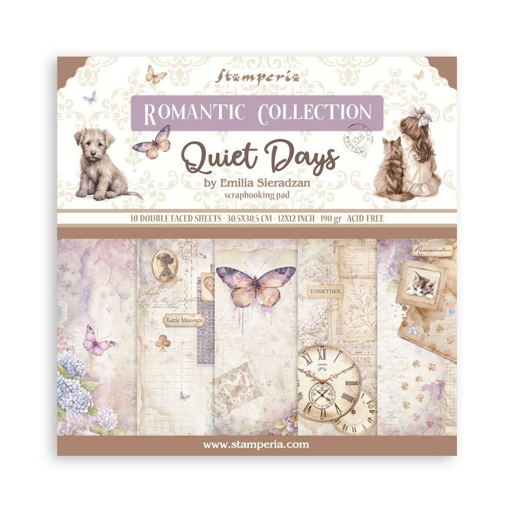 Stamperia - Romantic Series - Quiet Days Collection - 12 x 12 Paper Pad - SBBL178 - 10 Sheets