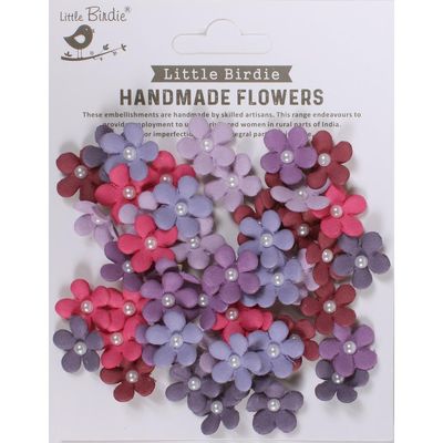 Nicole Crafts - Little Birdie Paper Flowers - Janice Collection - Birds &amp; Berry&#39;s with Pearl Centres - 50pcs - 688514