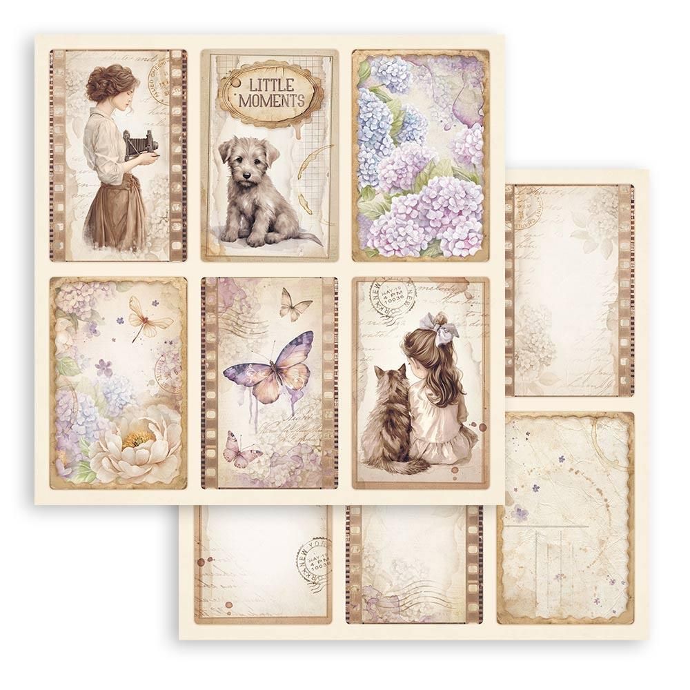 Stamperia - Romance Series - Quiet Days Collection - Single Sheet - 12 x 12 - 6 Cards - SBB1105