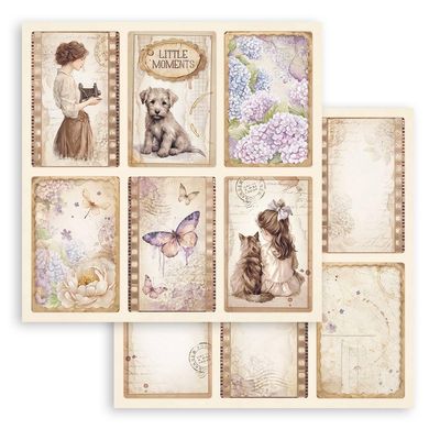 Stamperia - Romance Series - Quiet Days Collection - Single Sheet - 12 x 12 - 6 Cards - SBB1105