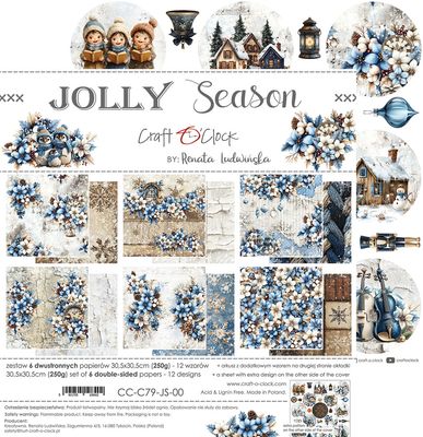 Craft O Clock - Jolly Season - 12 x 12 Paper Pack - 6 Sheets - CC-C79-JS-00