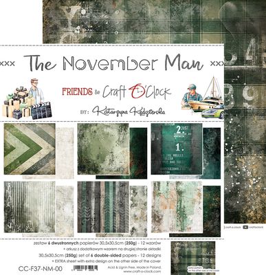 Craft O Clock - The November Man - 12 x 12 Paper Pack - 6 Sheets - CC-F37-NM-00