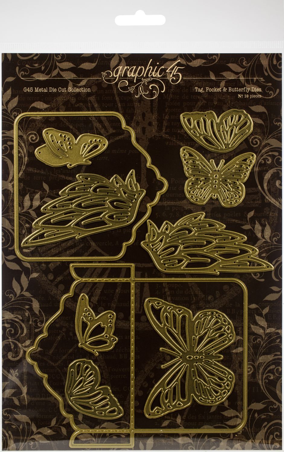 Graphic 45 - Staples - Tag Pocket &amp; Butterfly Die Set - 4501981 - 10 pcs