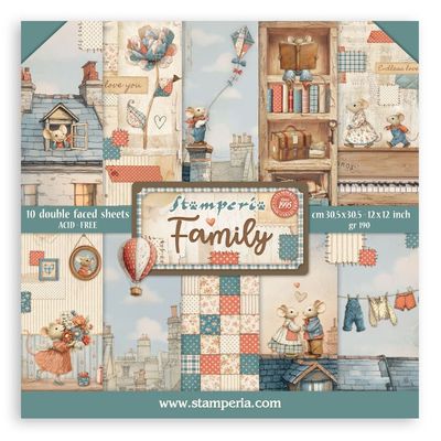 Stamperia - Family / Baby Collection - Family 12 x 12 Paper Pad only - 10 sheets - SBBL181