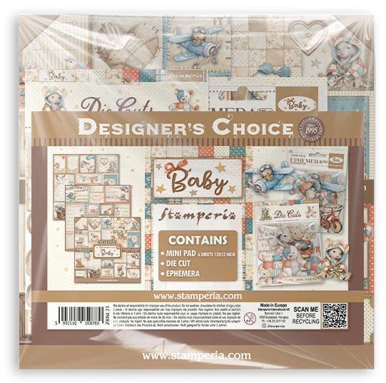 Stamperia - Family / Baby Collection - Family - Mini 12 x 12 Paper Pack &amp; Embellishment Pack - ZBNL21