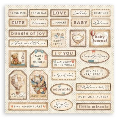Stamperia - Family / Baby Collection - Family - Mini 12 x 12 Paper Pack &amp; Embellishment Pack - ZBNL21