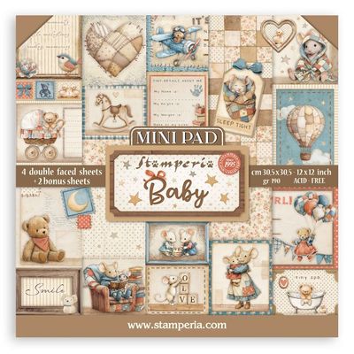 Stamperia - Family / Baby Collection - Baby - Mini 12 x 12 Paper Pack Only -  SBBM001 - 6 sheets