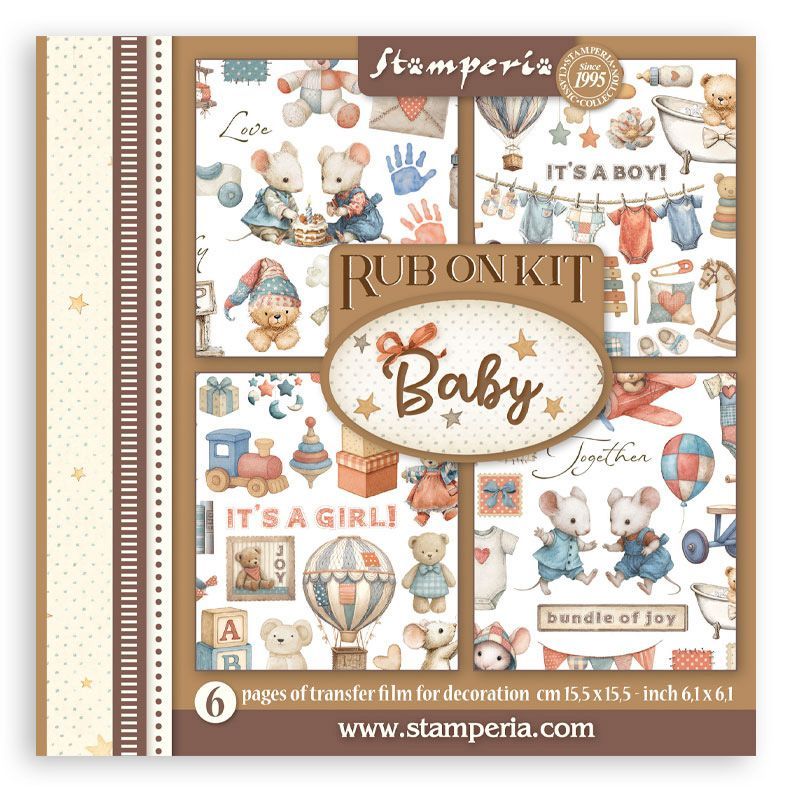 Stamperia - Family / Baby Collection - Rub On Booklet - 6" x 6" - DFLRB05 - 6 pages (Boy &amp; Girl images)