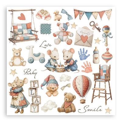 Stamperia - Family / Baby Collection - Rub On Booklet - 6" x 6" - DFLRB05 - 6 pages (Boy &amp; Girl images)