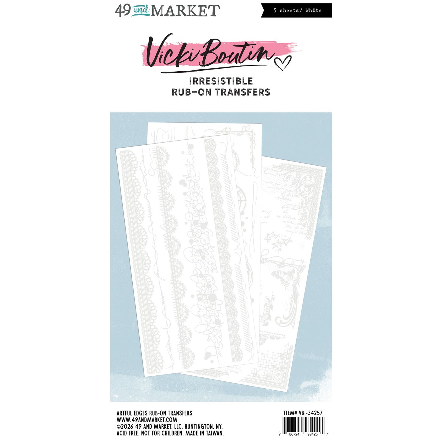 49 &amp; Market &amp; Vicki Boutin - Plume &amp; Petal Collection - Irresistibles - Edges- VBI34257 - 3 Sheets
