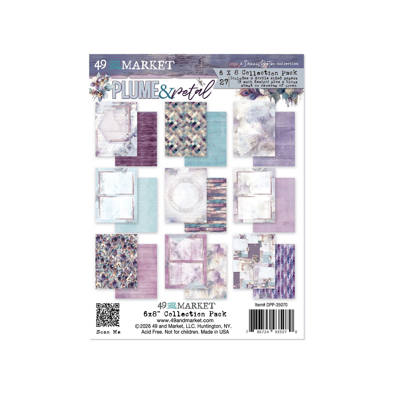 49 &amp; Market - Plume &amp; Petal Collection - 6" x 8" - Paper Pad - DPP35070 - 27 Sheets