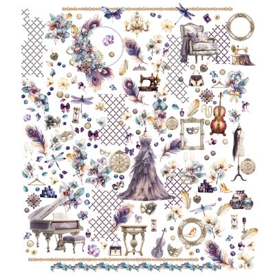 49 &amp; Market - Plume &amp; Petal Collection - Laser Cut Outs - Elements - DPP35216 - 198 pcs