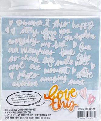49 &amp; Market &amp; Vicki Boutin - Irresistibles - Plume &amp; Petal Collection - Chipboard Words - VBI34301 - 36 pcs
