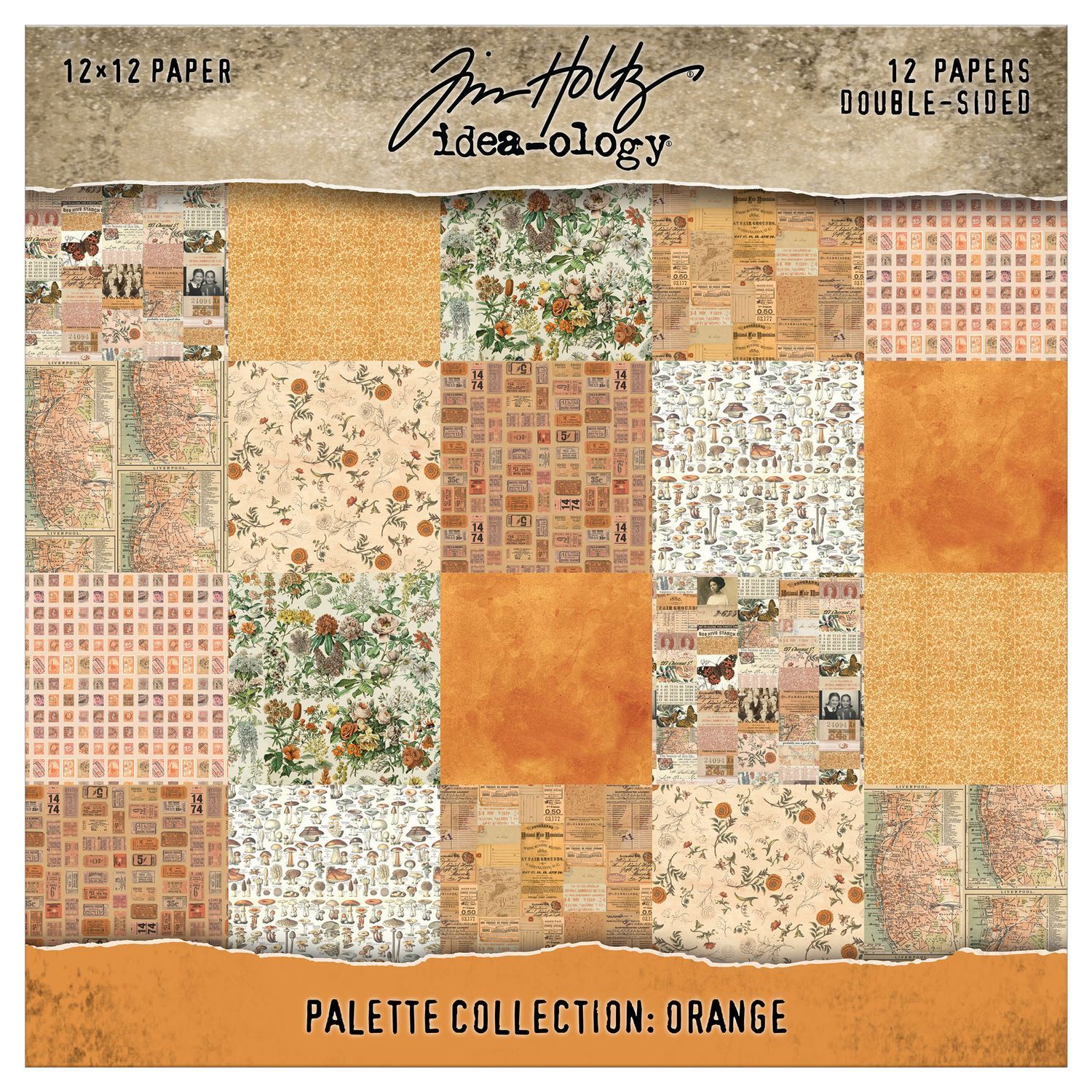 Tim Holtz - Cardstock - Palette Collection - Orange - 12 x 12 Paper Pack -  12 Sheets - TH94457