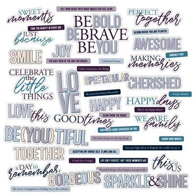 49 &amp; Market - Plume &amp; Petal Collection - Chipboard Sentiments - DPP35230 - 43 pcs