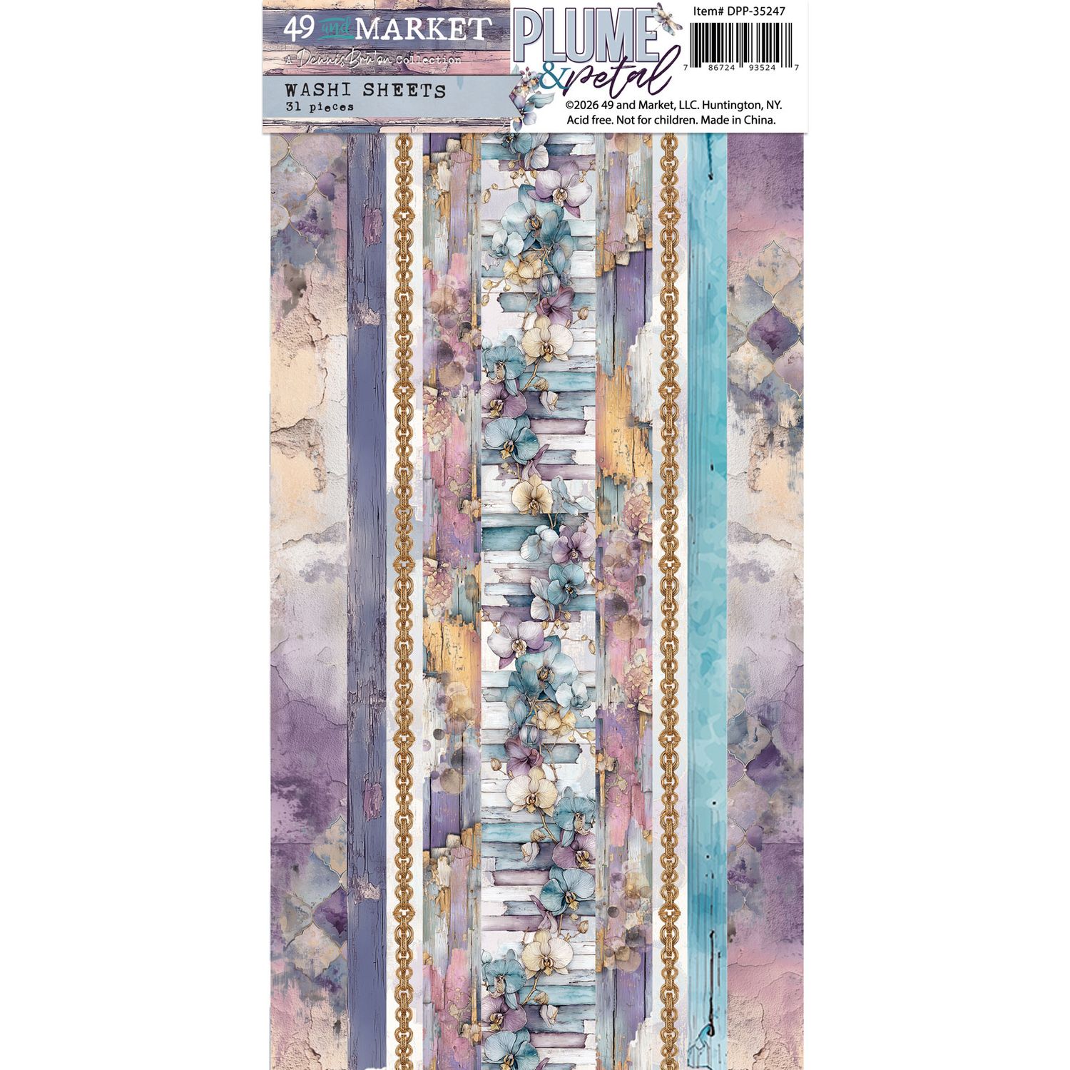 49 &amp; Market - Plume &amp; Petal Collection - Washi Tape - DPP35247 - 2 Sheets