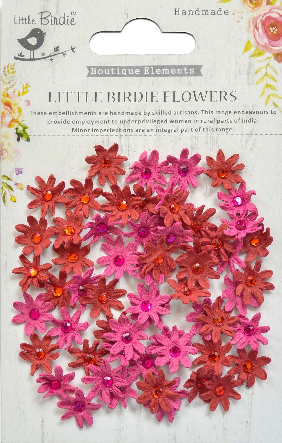 Little Birdie - Mulberry Flowers - Micro jeweled Florets - Candy Mix - CR69376 - 60 pkg