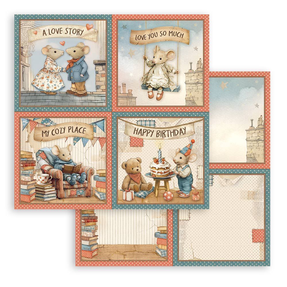Stamperia - Family Collection - Single Sheet - 4 Cards - 12" x 12" - SBB1119
