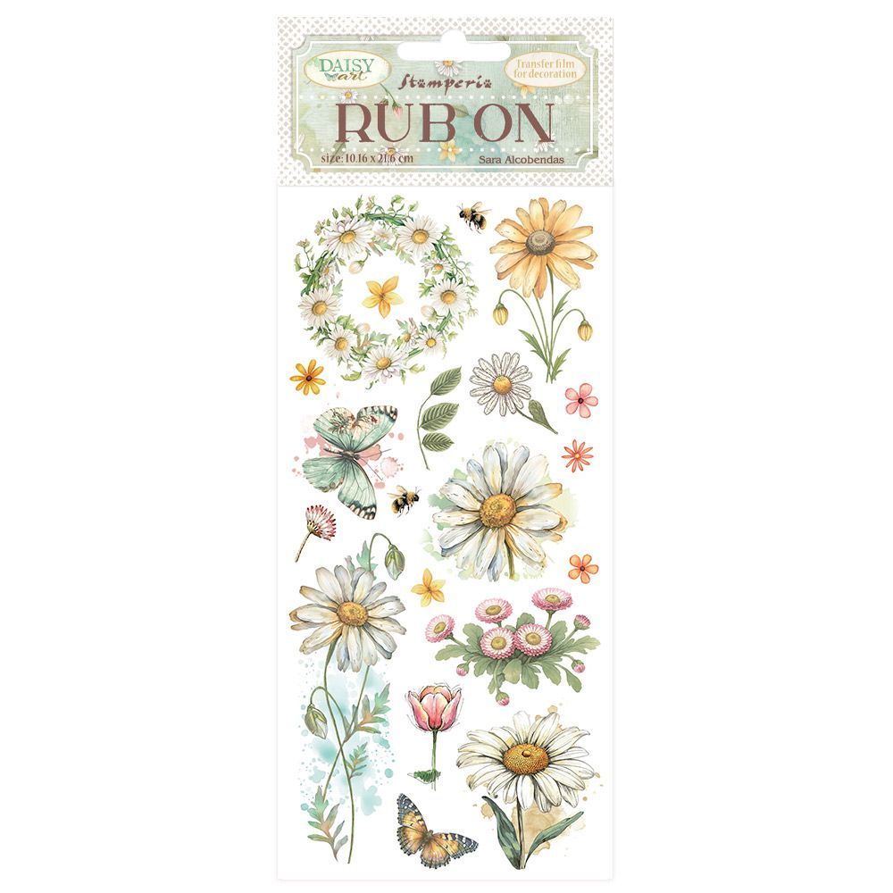 Stamperia - Daisy Art Collection - Rub On Transfer - 4" x 8.5" DFLRB220