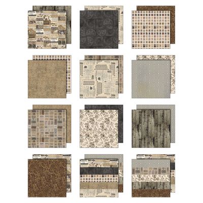Tim Holtz - Palette Collection - Neutral - 12" x 12" Paper Pack - 12 Sheets - TH94459