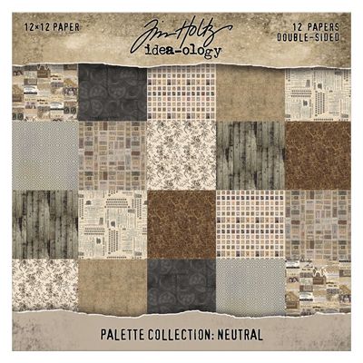 Tim Holtz - Palette Collection - Neutral - 12" x 12" Paper Pack - 12 Sheets - TH94459