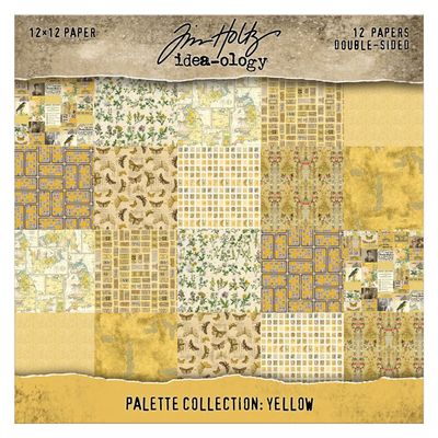 Tim Holtz - Palette Collection - Yellow - 12" x 12" Paper Pack - 12 Sheets - TH94458