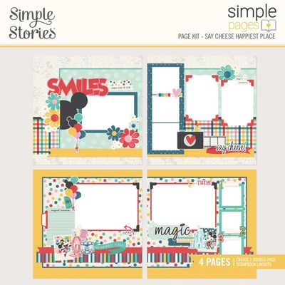 Simple Stories - Say Cheese Happiest Place Collection - Scrapbook Page Kit - 26238 - makes 4 pages