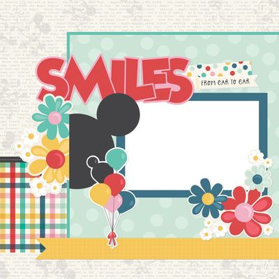 Simple Stories - Say Cheese Happiest Place Collection - Scrapbook Page Kit - 26238 - makes 4 pages