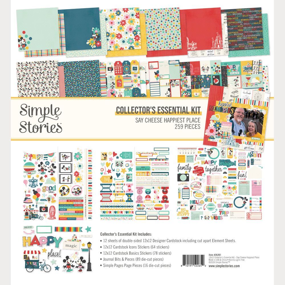 Simple Stories - Say Cheese Happiest Place Collection - Essentials Collectors Kit - 12" x 12" Paper Pack - 26201