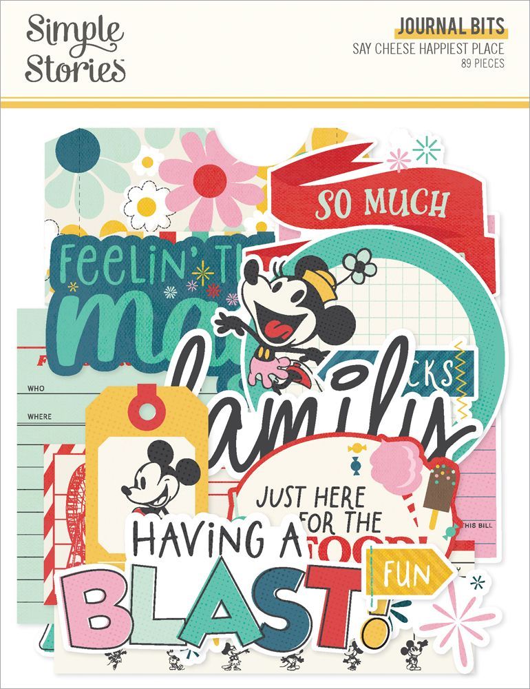 Simple Stories - Say Cheese Happiest Place Collection - Bits &amp; Pieces -  Journal - Die Cuts - 26228  - 89 pcs