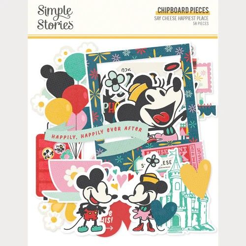Simple Stories - Say Cheese Happiest Place Collection - Bits &amp; Pieces - Chipboard - Die Cuts - 26226 - 54 pcs