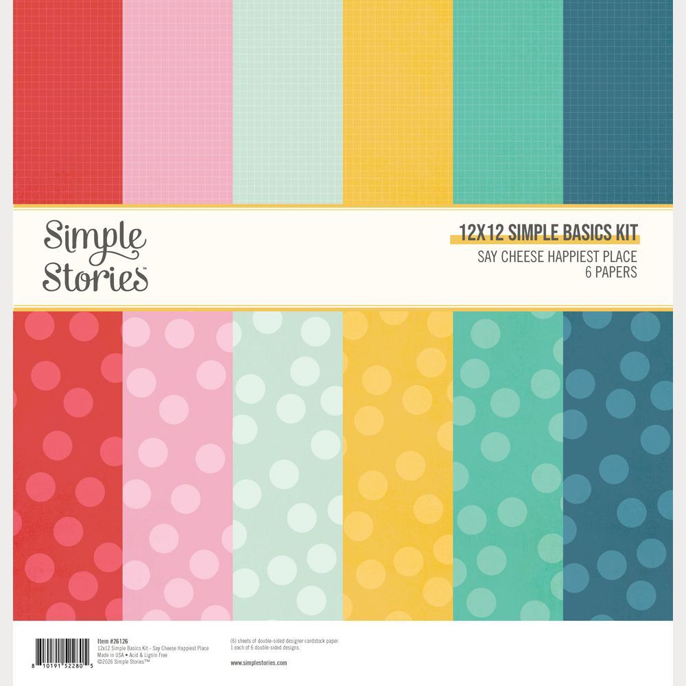 Simple Stories - Say Cheese Happiest Place Collection - Basic - 12" x 12" Paper Pad - 26216 -6 sheets