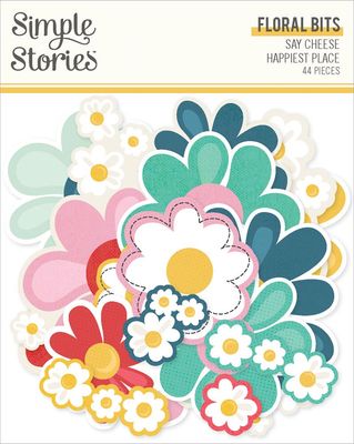 Simple Stories - Say Cheese Happiest Place Collection - Bits &amp; Pieces - Floral - Die Cuts - 26229 - 44 pcs