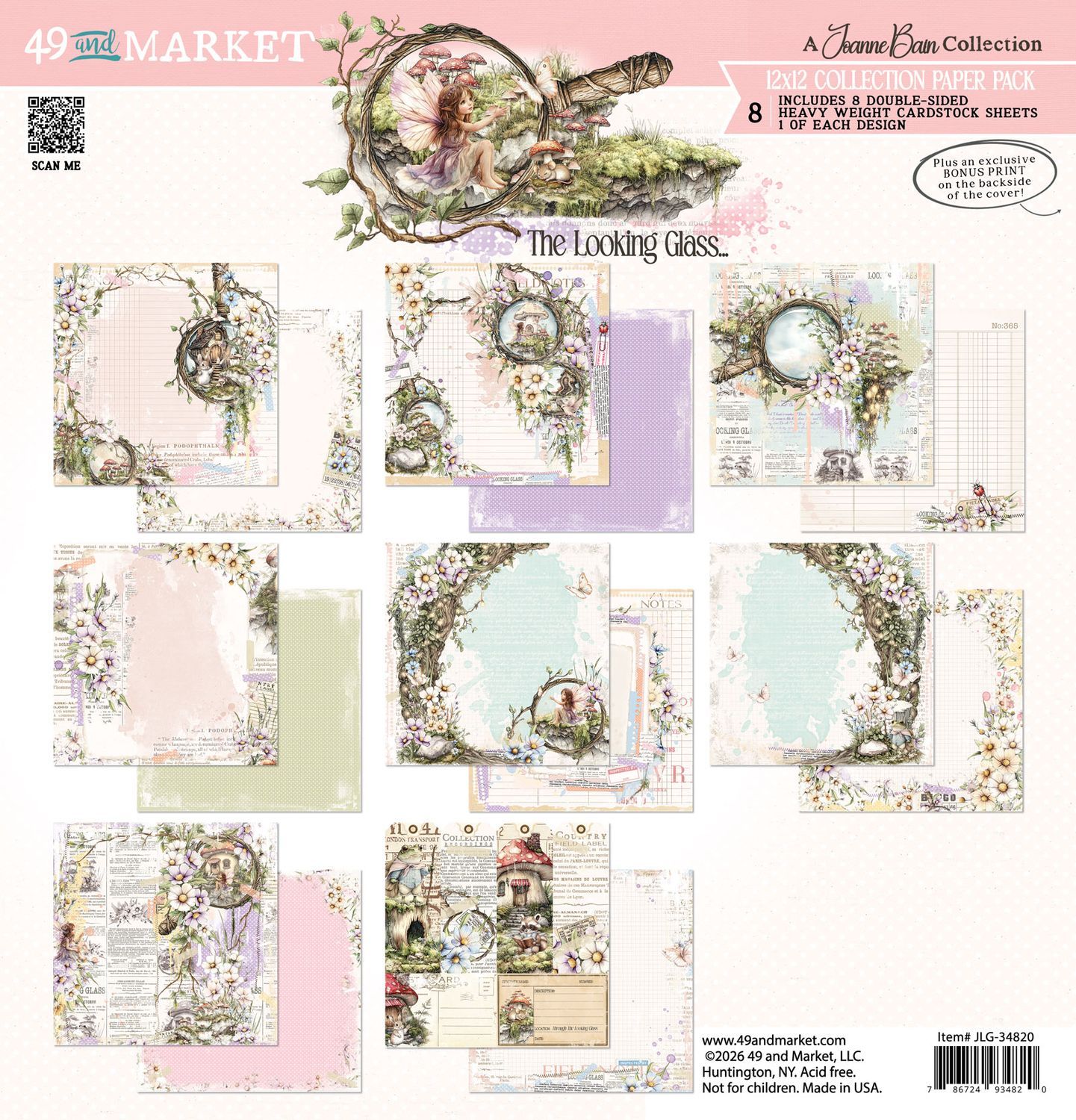 49 &amp; Market - Looking Glass Collection - 12" x 12" - Paper Pack - JLW34820 - 8 Sheets