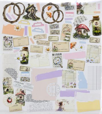 49 &amp; Market - Looking Glass Collection - Ephemera &amp; Frame Set - JLG35001 - 78 pcs