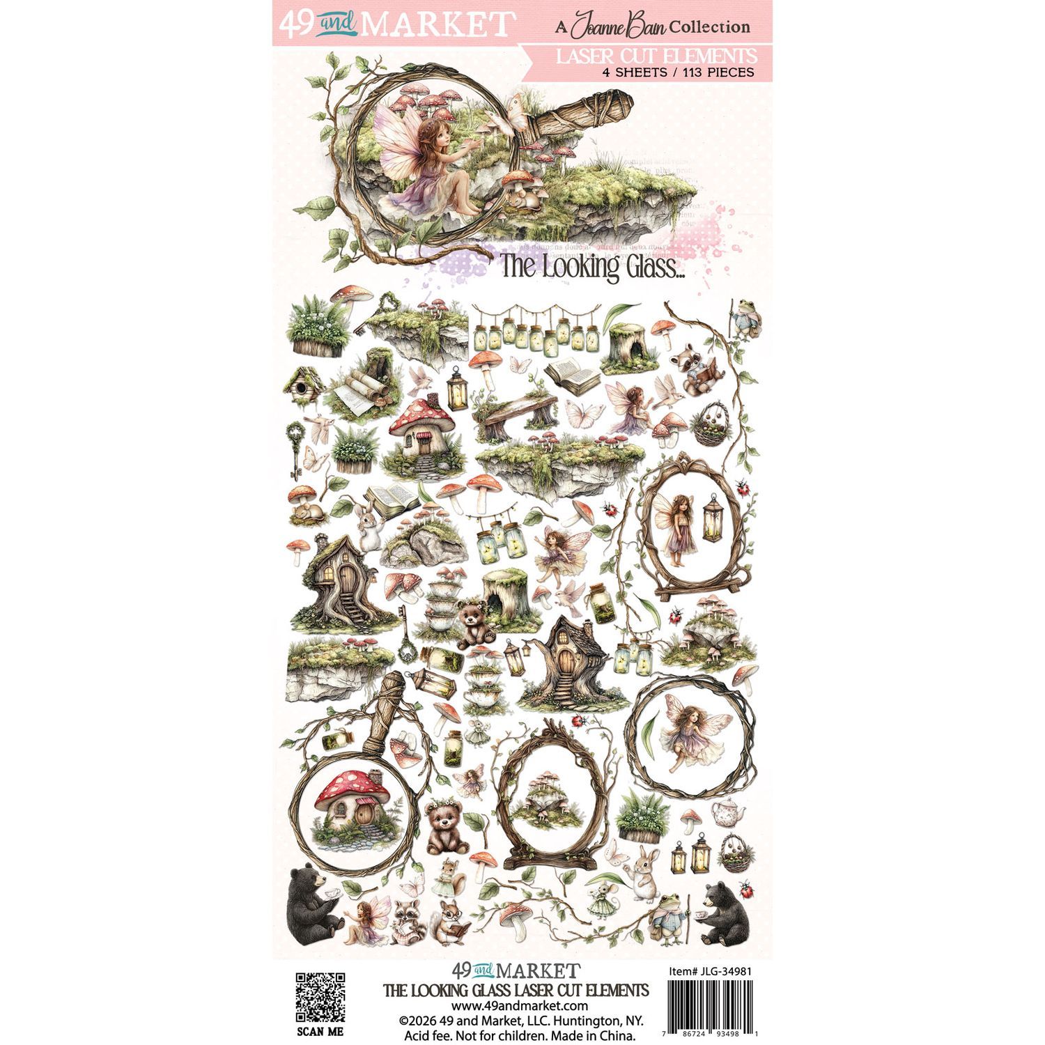 49 &amp; Market - Looking Glass Collection - Laser Cut Outs - Elements - JLG34981 - 113 pcs