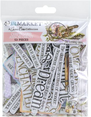 49 &amp; Market - Looking Glass Collection - Chipboard Sentiments - JLG35025 - 53 pcs