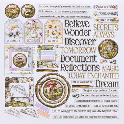 49 &amp; Market - Looking Glass Collection - Chipboard Sentiments - JLG35025 - 53 pcs