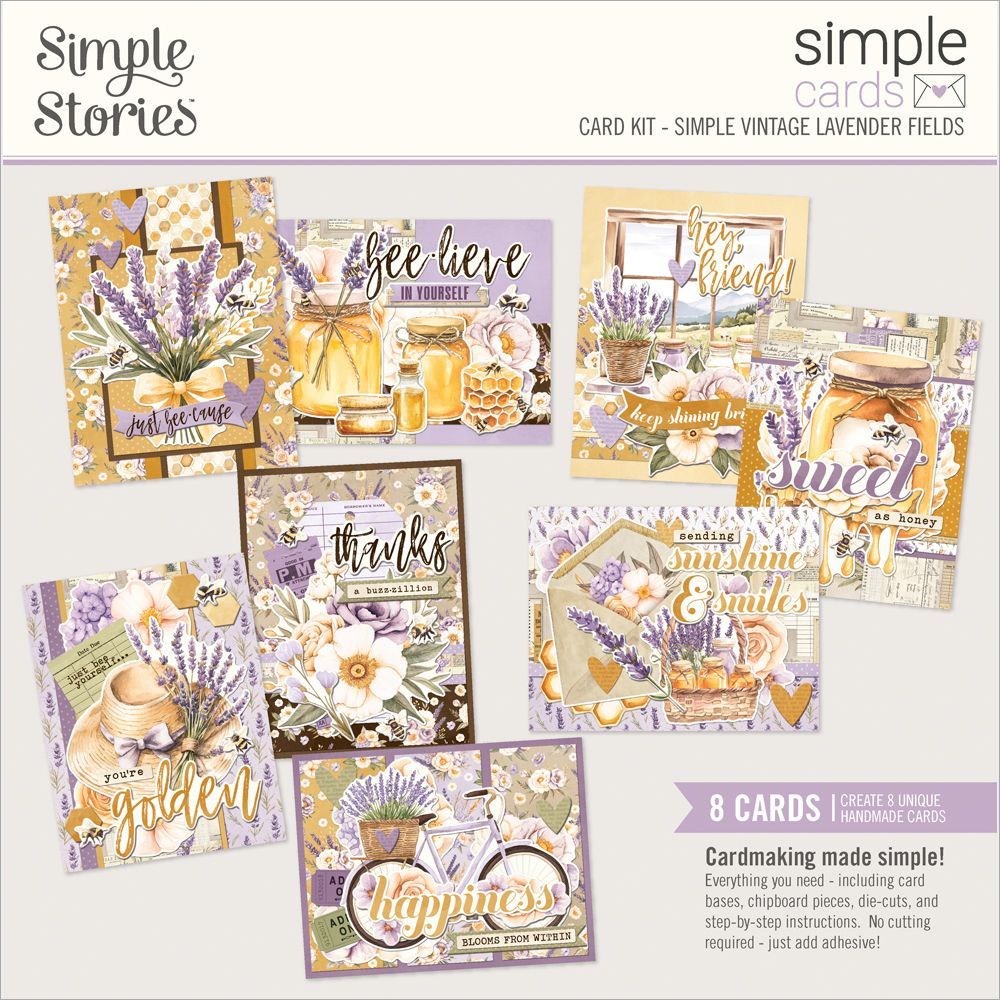 Simple Stories - Lavender Fields Collection - Card Kit - 26434 - makes 8 Cards