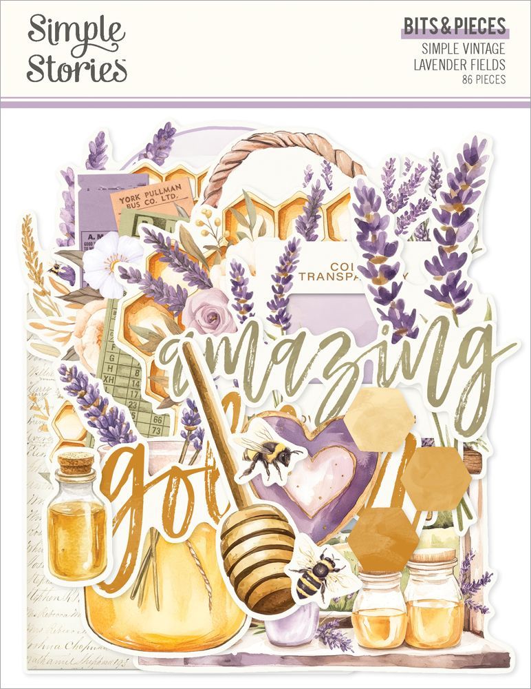 Simple Stories - Lavender Fields Collection - Bits &amp; Pieces - Die Cuts - 26426 - 86 pcs