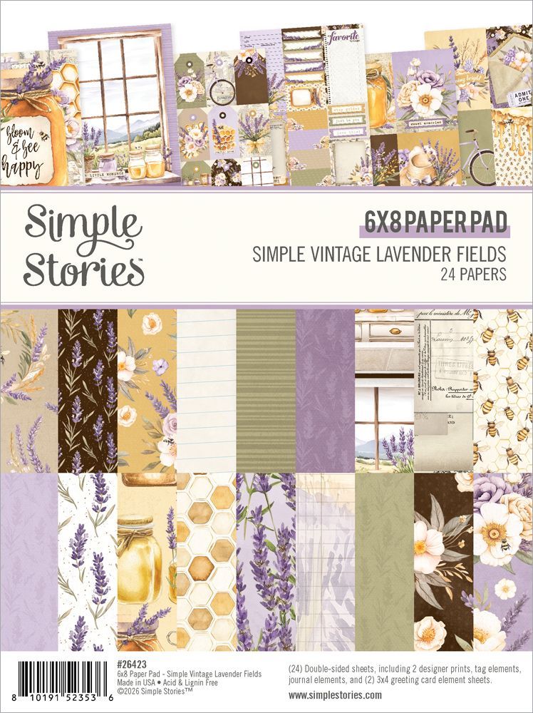 Simple Stories - Lavender Fields Collection - Craft Set - 6" x 8" Paper Pad  - 26423 - 24 Sheets